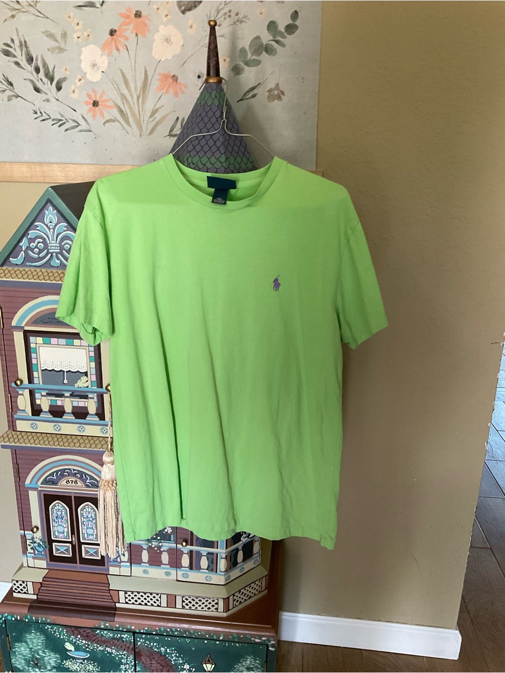 Ralph Lauren Short-Sleeve Crewneck T-Shirt - Neon Green with Purple Polo